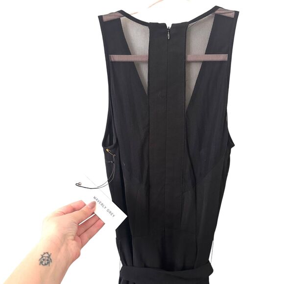 WAVERLY GREY Mesh Back Straight Leg Jumpsuit Black NWT Sz 2 - Picture 5 of 6